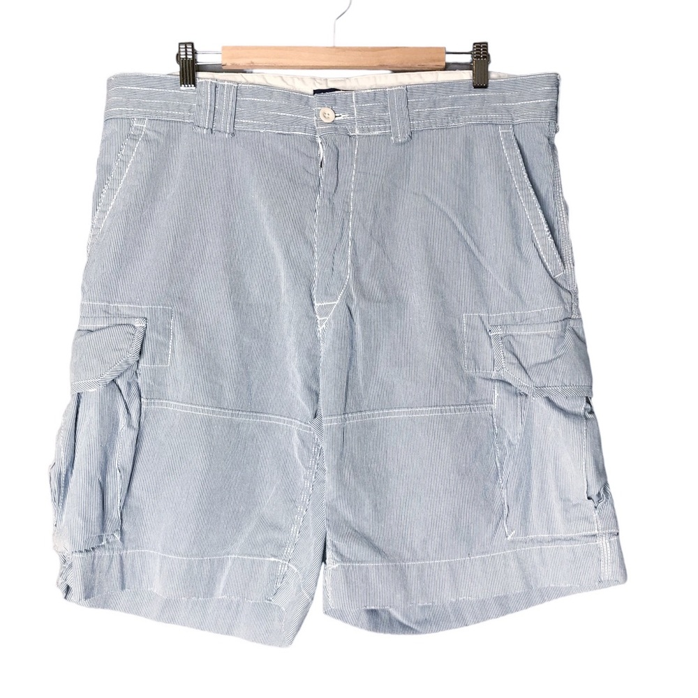 Polo Ralph Lauren Seersucker Cargo Shorts Blue White Stripes Cotton Men’s 38